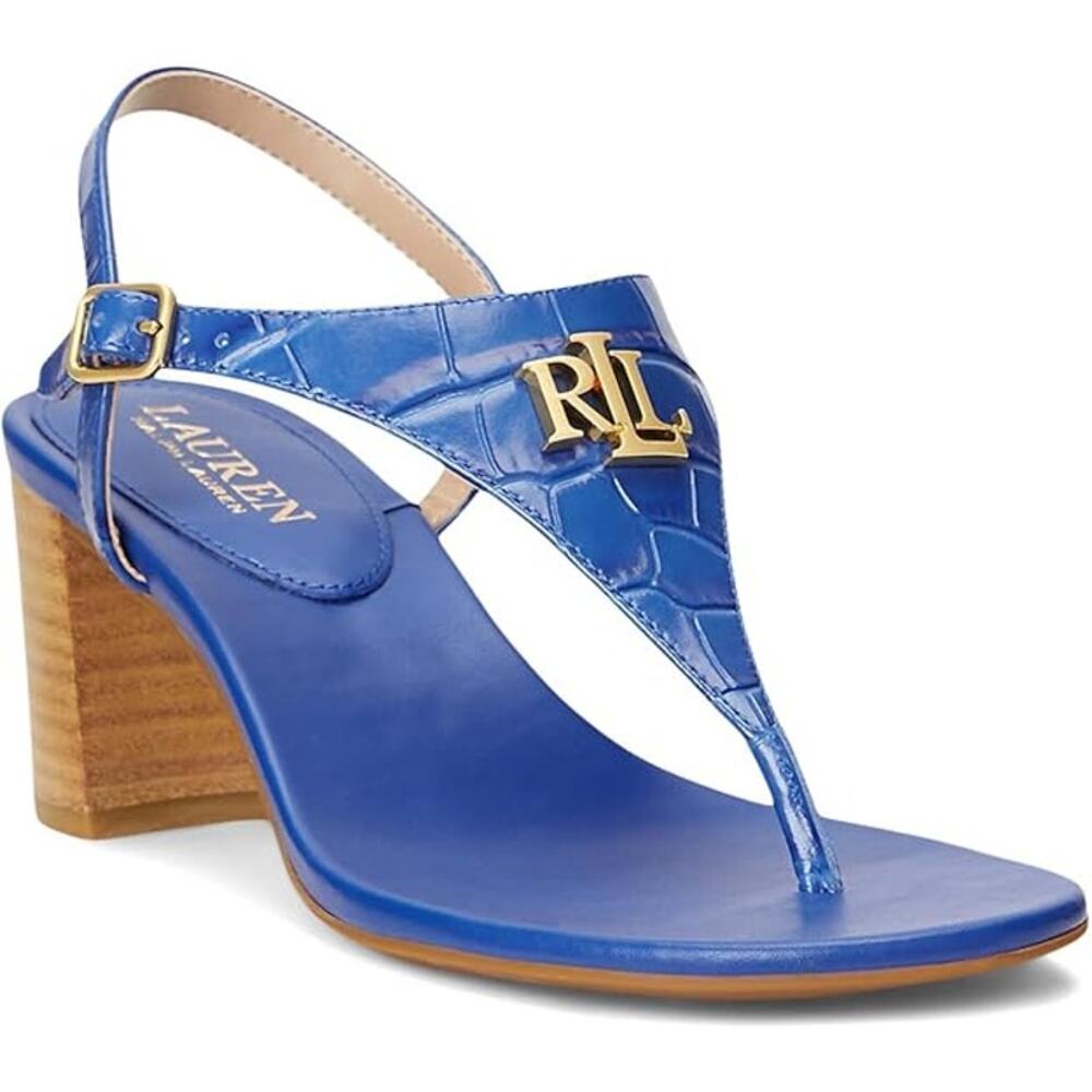 Lauren Ralph Lauren Wescott Ii blue Leather Thong Sandals 5b Blue